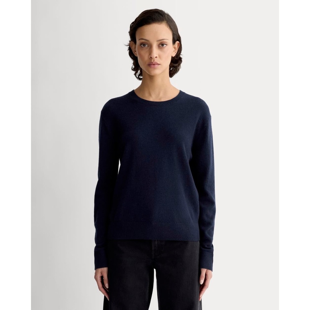 Everlane Classic Crew Sweater Navy Blue Hue 100% Cashmere Recycled Knit L NWT